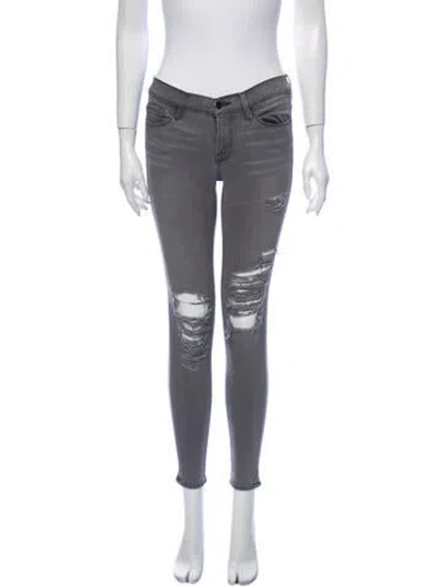 Pre-owned Frame Low-rise Skinny Leg Jeans In Gray