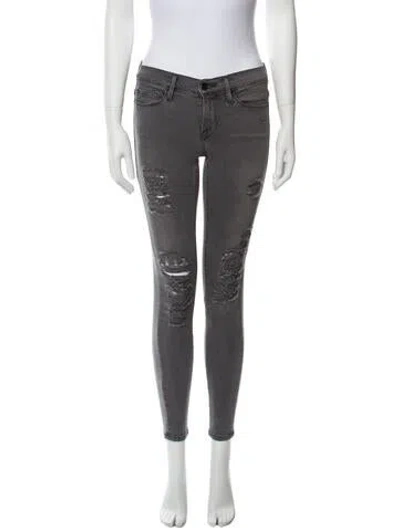 Pre-owned Frame Low-rise Skinny Leg Jeans In Gray