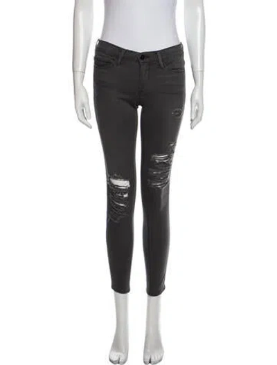 Pre-owned Frame Low-rise Skinny Leg Jeans In Gray