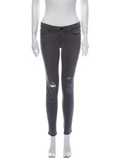 Pre-owned Frame Low-rise Skinny Leg Jeans In Gray