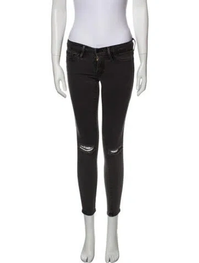 Pre-owned Frame Low-rise Skinny Leg Jeans In Gray