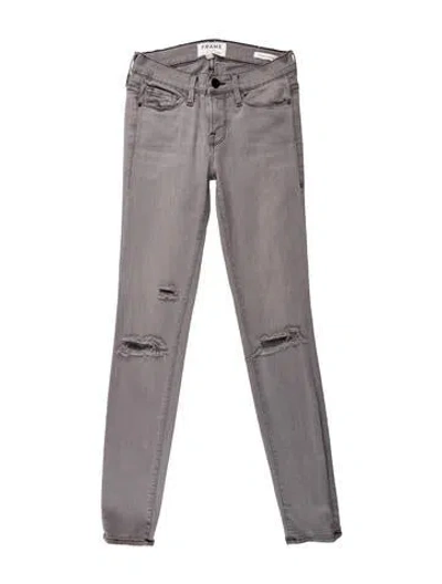Pre-owned Frame Low-rise Skinny Leg Jeans In Gray