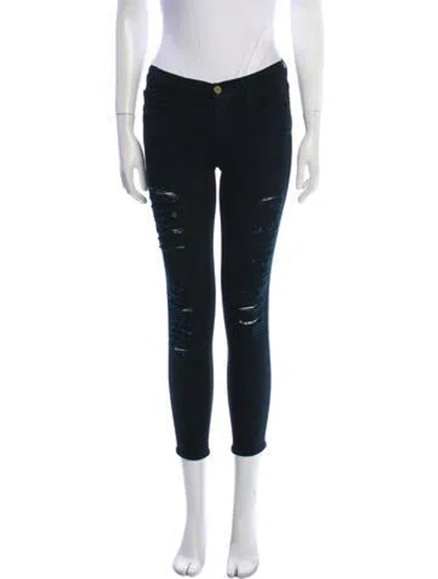 Pre-owned Frame Low-rise Skinny Leg Jeans In Green