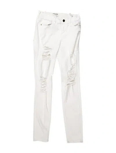 Pre-owned Frame Low-rise Skinny Leg Jeans In White