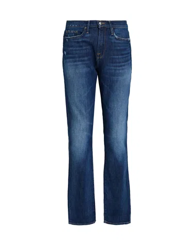 Frame Modern Faded Denim Jeans In Dark Denim