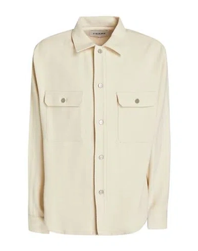 Frame Men's Double Pocket Wool-blend Sport Shirt In Off White
