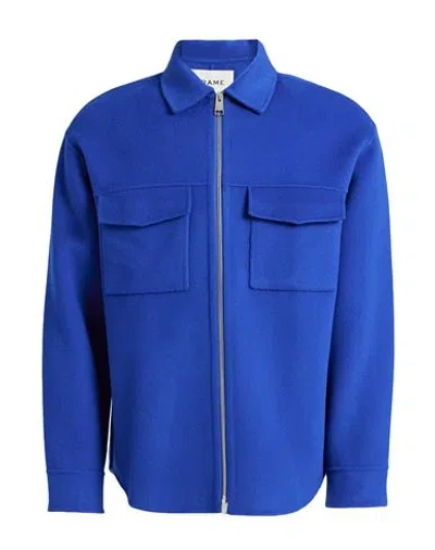 Frame Man Shirt Bright Blue Size Xxl Wool, Cashmere, Polyester