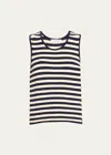 Frame Mariner Stripe-intarsia Cotton-blend Tank In Navy Multi