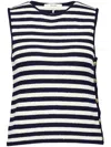 Frame Mariner Stripe-intarsia Cotton-blend Tank In Blue