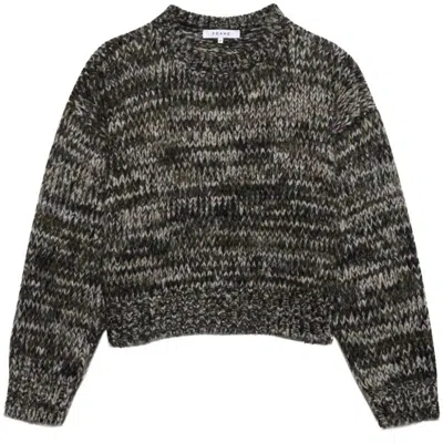 Frame Marled Crewneck Sweater In Black