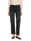 Frame Mellow Mid Rise Slim Wide Leg Jeans In Starship In Black