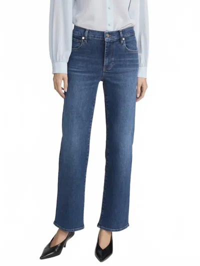 Frame Mellow Slim Wide Leg Jeans In Solace In Blue