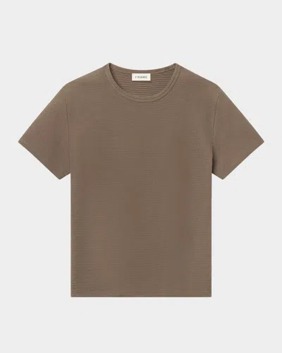 Frame Men & Apos;s Jacquard Stripe Crewneck T-shirt In Soft Taupe
