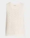 Frame Open Stitch Sleeveless Sweater In White