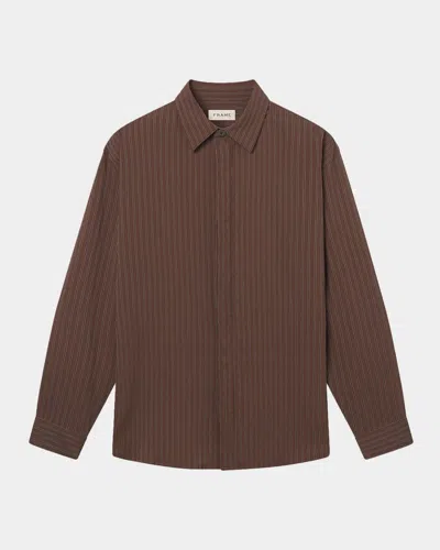 Frame Men & Apos;s Relaxed Stripe Shirt In Brown