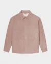 Frame Men's Solid Suede Overshirt In Neutral