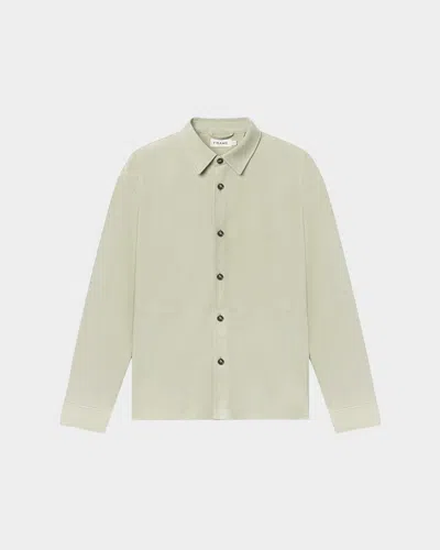 Frame Suede Button-up Shirt In Green