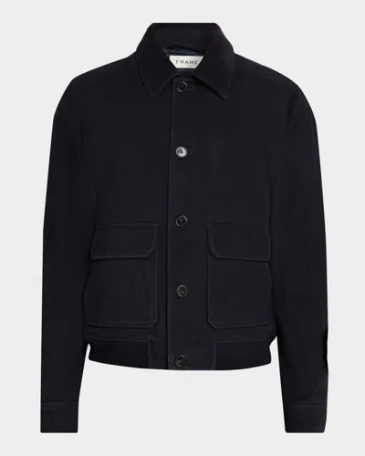 Frame Men & Apos;s Suede Flap-pocket Blouson In Black