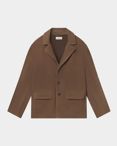 Frame Men & Apos;s Suede Single-breasted Blazer In Brown