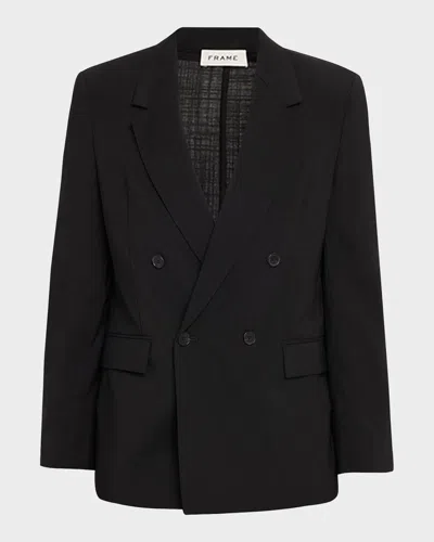 Frame Men & Apos;s Tropical Wool Double-breasted Blazer In Black