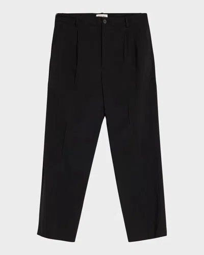 Frame Men & Apos;s Tropical Wool Pleated Trousers In Black