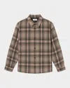Frame Plaid Wool Blend Button-up Overshirt In Multi