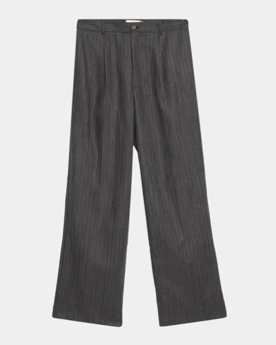 Frame Men & Apos;s Wool Stripe Wide-leg Trousers In Grey Stripe