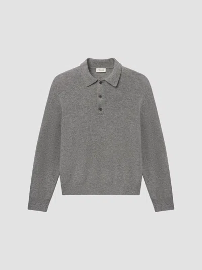 Frame Men's Boiled Wool Polo Sweater In Gray