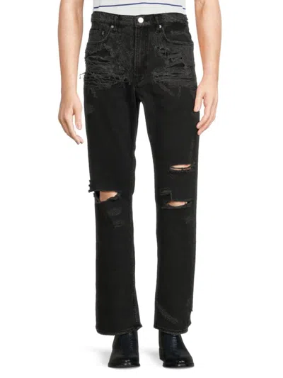 Frame Men's Boxy Distressed Jeans In Black