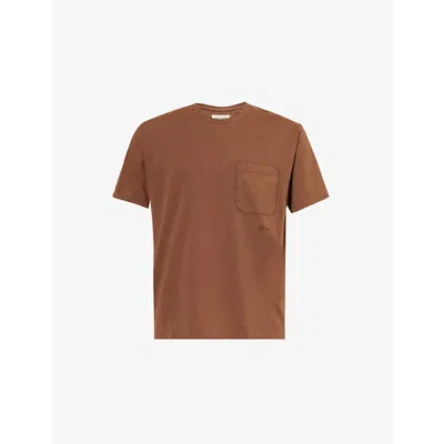 Frame Mens Brown Embroidered Cotton-jersey T-shirt