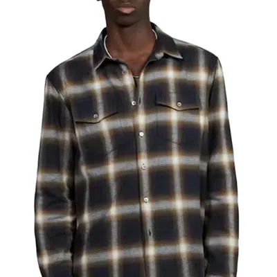 Frame Men's Brushed Cotton Plaid Shirt In Black