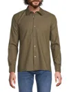 Frame Brushed Flannel Button-up Shirt In Dark Olive