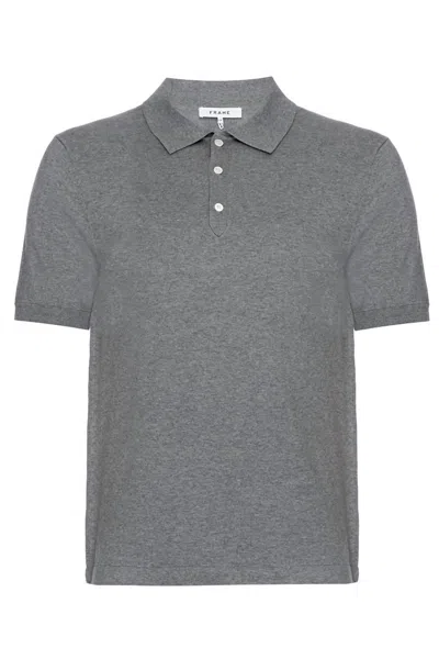 Frame Men's Button Down Luxe Polo In Gris Heather In Gray