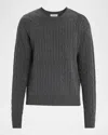 Frame Men's Cable Knit Cashmere And Wool Crewneck Sweater In Gray