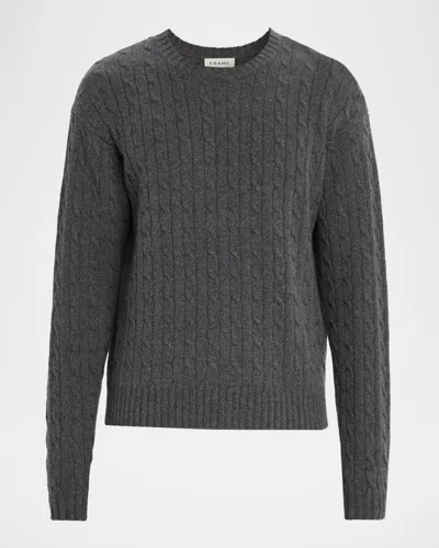 Frame Men's Cable Knit Cashmere And Wool Crewneck Sweater In Gray