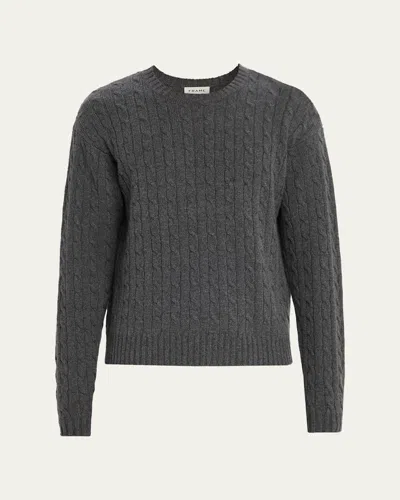 FRAME MEN'S CABLE KNIT CASHMERE AND WOOL CREWNECK SWEATER