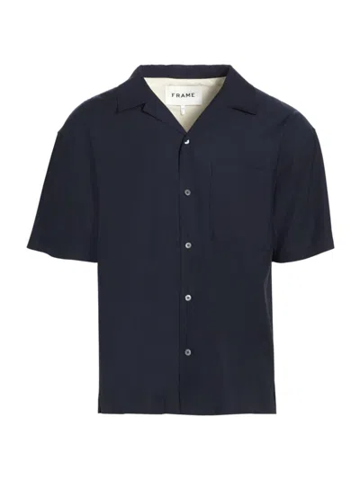Frame Men's Camp Collar Short-sleeve Shirt In Dark Navy