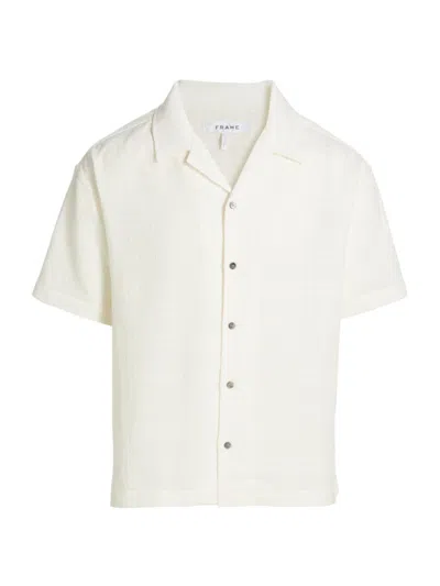 Frame Men's Camp Collar Short-sleeve Shirt In Off White