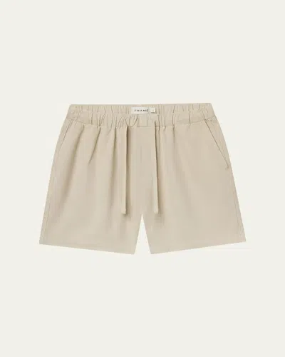 Frame Men's Canvas Mid-length Drawstring Shorts In Neutral