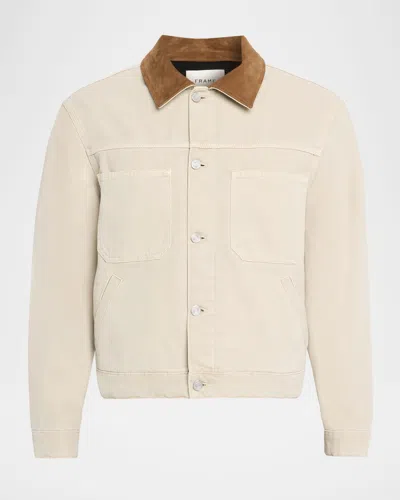 FRAME MEN'S CANVAS SUEDE-COLLAR UTILITY JACKET