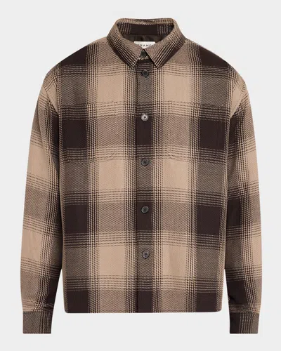 Frame Men's Chunky Plaid Overshirt In Brown Plaid