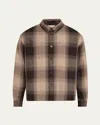 Frame Men's Chunky Plaid Overshirt In Brown Plaid