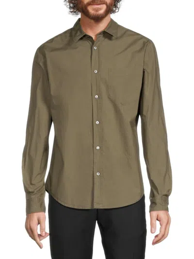 Frame Men's Classic Poplin Button Down Shirt In Olive Green