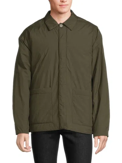 Frame Men's Collared Puffer Jacket In Military Green