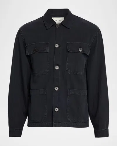 Frame Men's Cotton Herringbone Jacket In Black