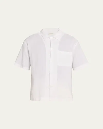 Frame Men's Cotton Pocket Short-sleeve Shirt In White