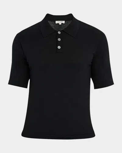 Frame Men's Cotton Silk Polo Sweater In Black
