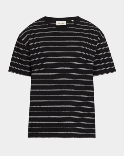 Frame Men's Cotton Stripe Crewneck T-shirt In Black/natural