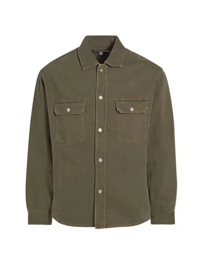 Frame Men's Cotton Terry Overshirt In Smokey Olive