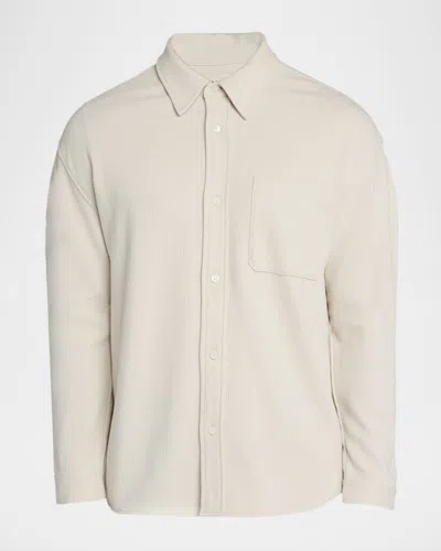 Frame Men's Cotton Waffle Texture Button-down Shirt In White